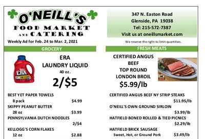 O'Neill's Food Market Weekly Ad Flyer February 24 to March 2, 2021