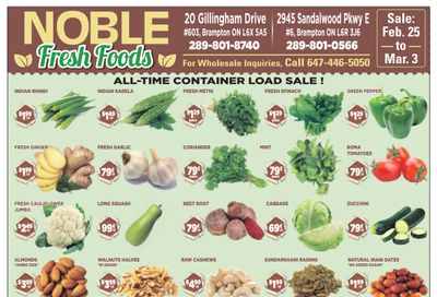 Noble Fresh Foods Flyer February 25 to March 3