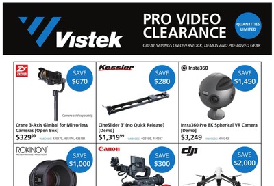 Vistek Pro Video Clearance Flyer January 15 to February 16