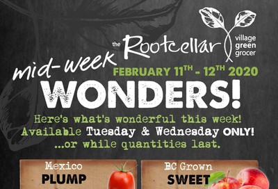 The Root Cellar Mid-Week Flyer February 11 and 12