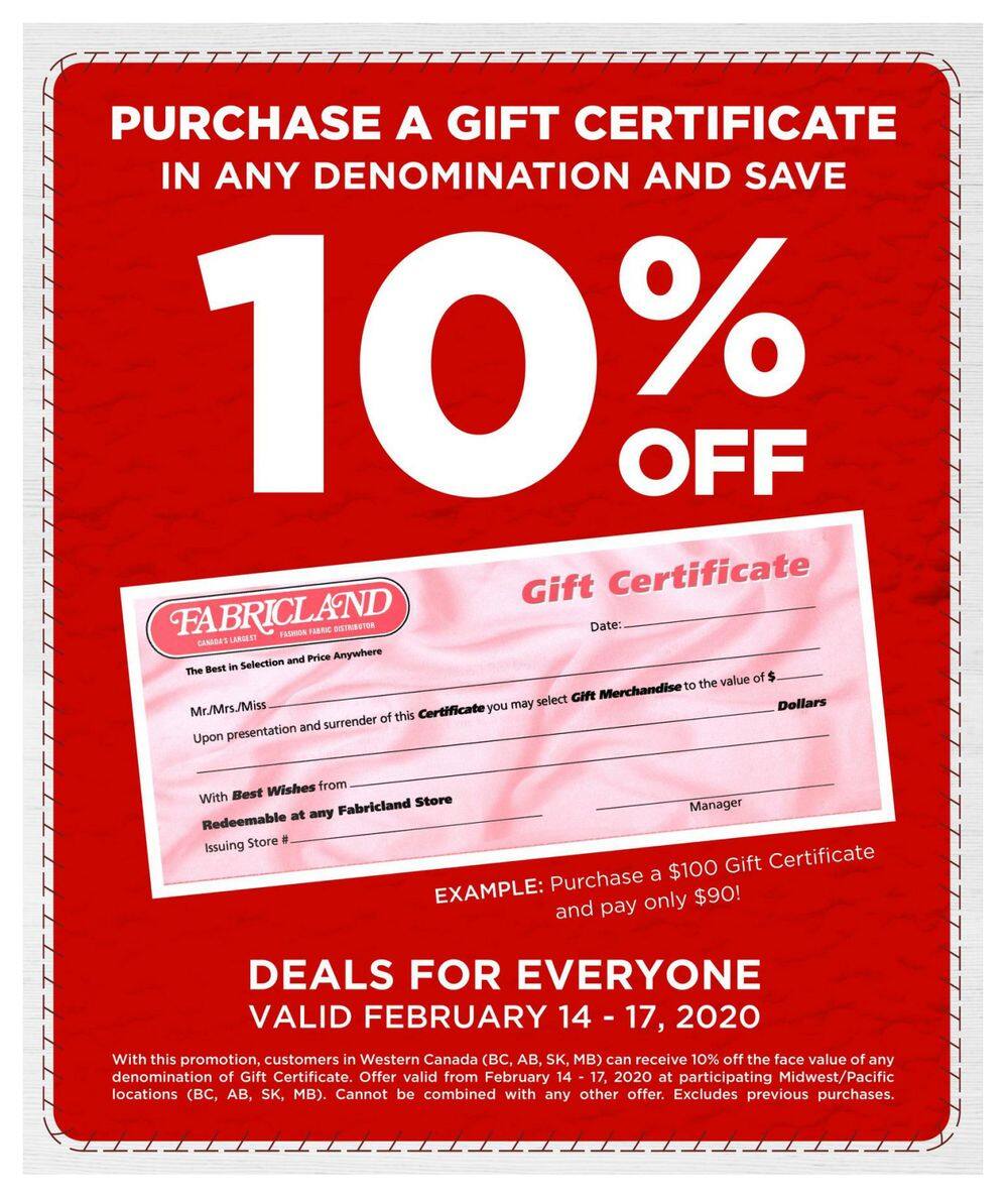 Fabricland (West) Flyer February 14 to 17