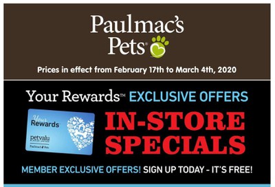 Paulmac's Pets Loyalty in-store Flyer February 17 to March 4