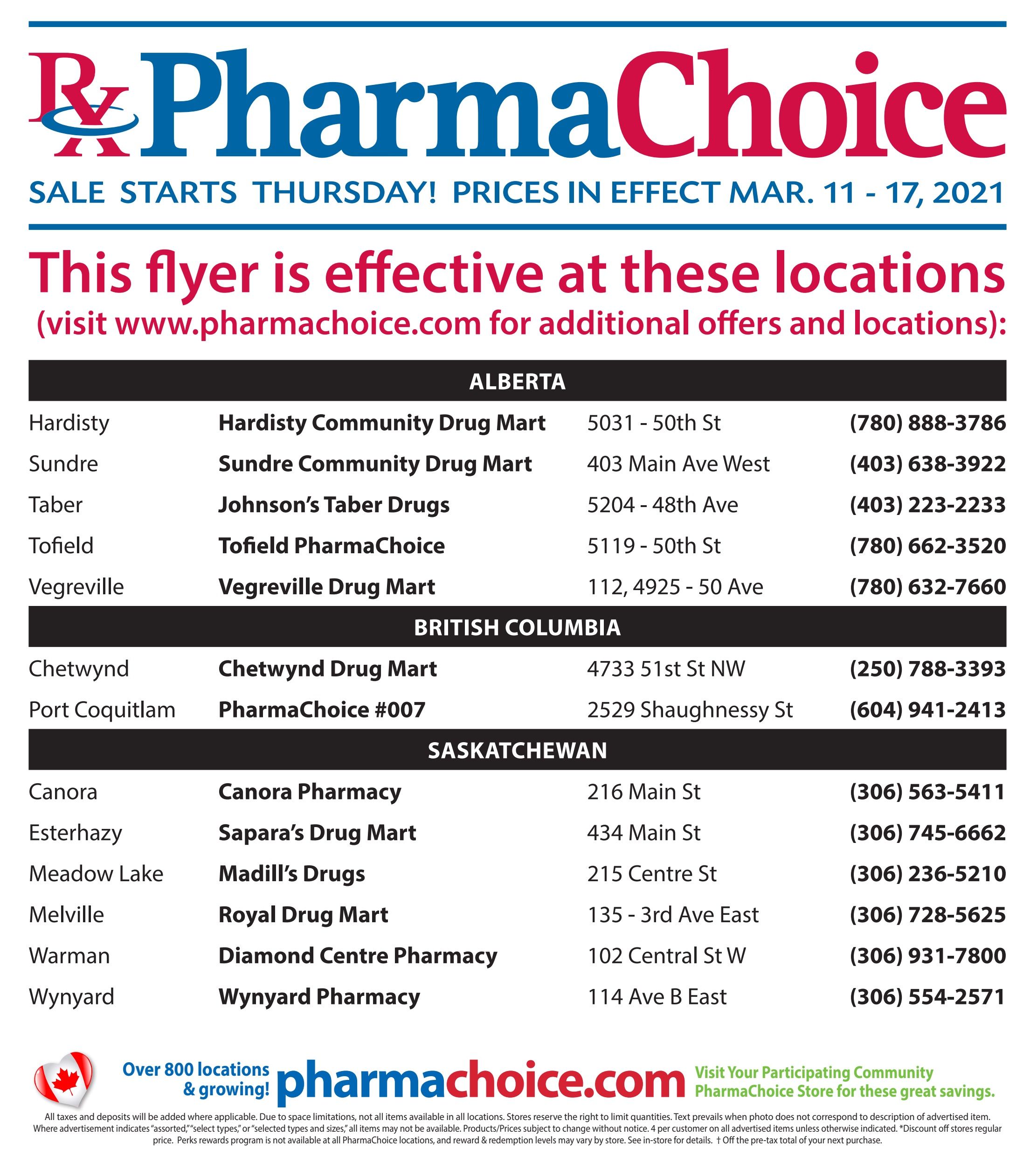 PharmaChoice (BC, AB, SK & MB) Flyer March 11 to 17