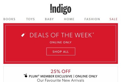 Chapters Indigo Online Deals of the Week October 14 to 20