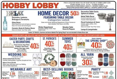 Hobby Lobby Weekly Ad Flyer March 14 to March 20