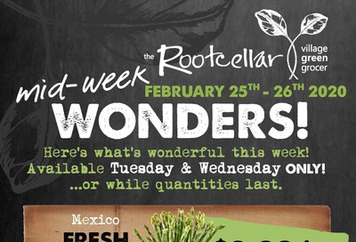 The Root Cellar Mid-Week Flyer February 25 and 26