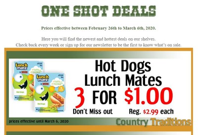 Country Traditions One-Shot Deals Flyer February 26 to March 6