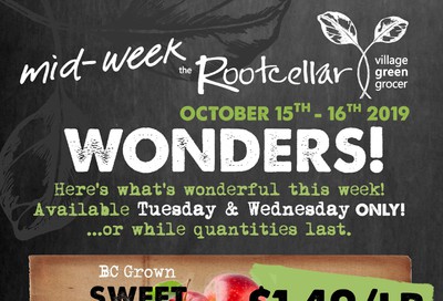 The Root Cellar Mid-Week Flyer October 15 and 16