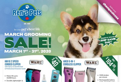 Ren's Pets Depot Monthly Grooming Flyer March 1 to 31