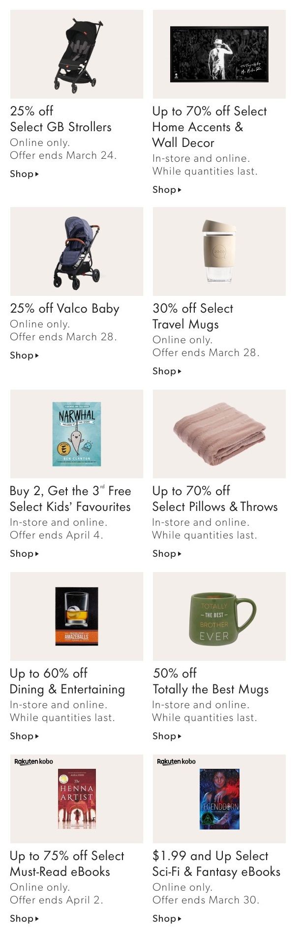 Chapters Indigo Online Deals of the Week March 22 to 28