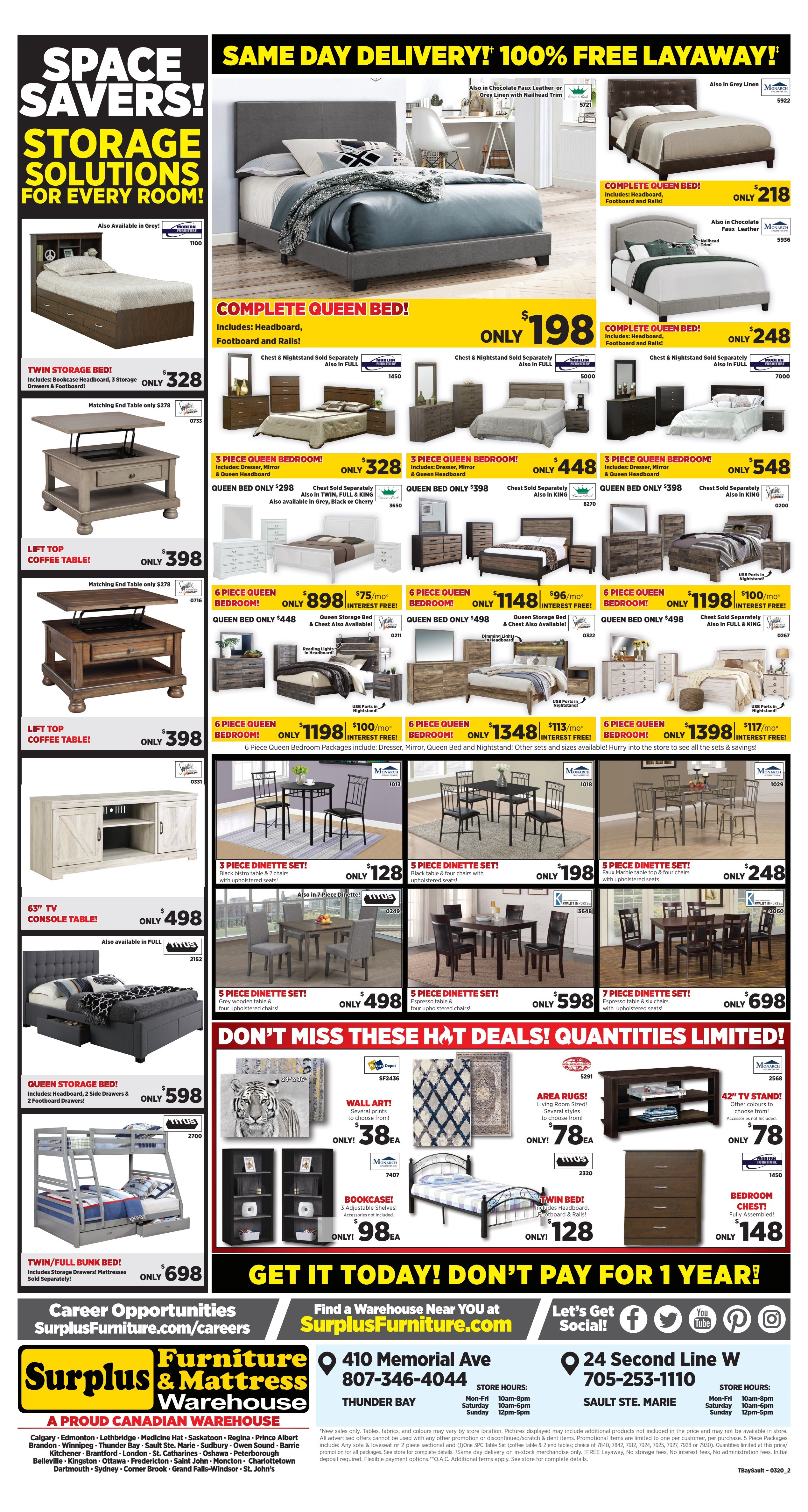 Surplus Furniture & Mattress Warehouse (Thunder Bay) Flyer March 3 to 16