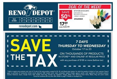Reno Depot (ON) Flyer October 17 to 23