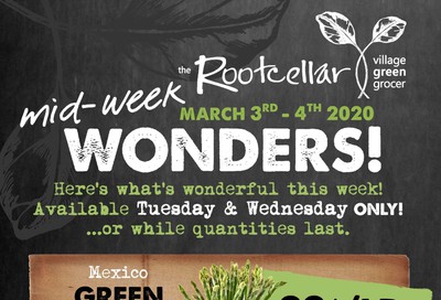 The Root Cellar Mid-Week Flyer March 3 and 4