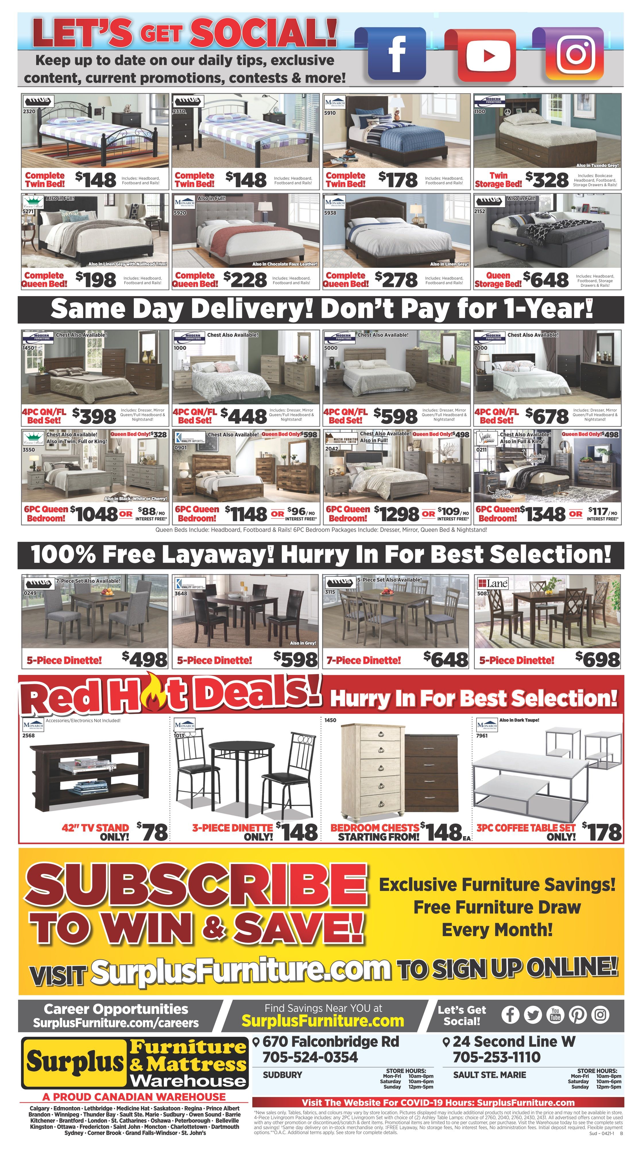 Surplus Furniture & Mattress Warehouse (Sudbury) Flyer April 5 to 11