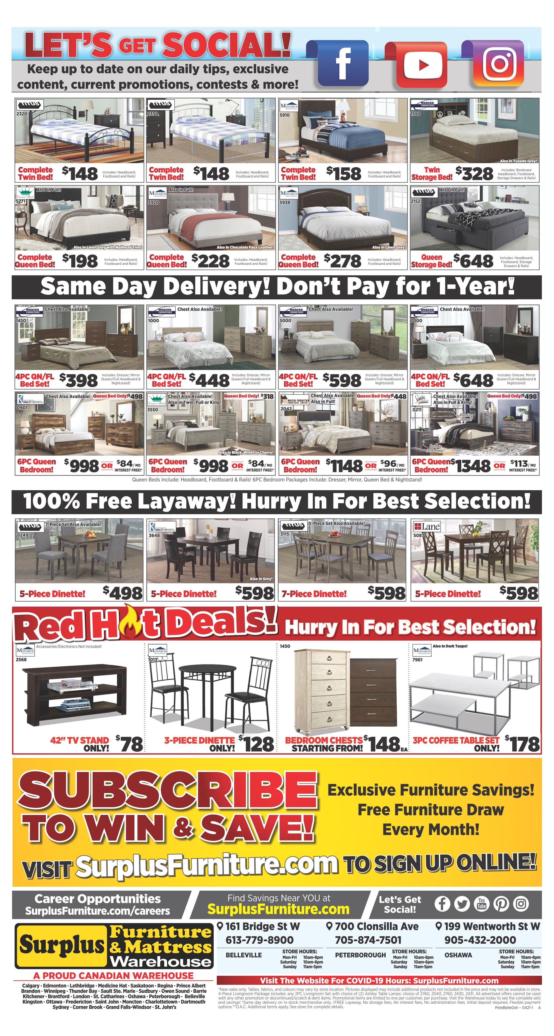 Surplus Furniture & Mattress Warehouse (Oshawa) Flyer April 5 to 11