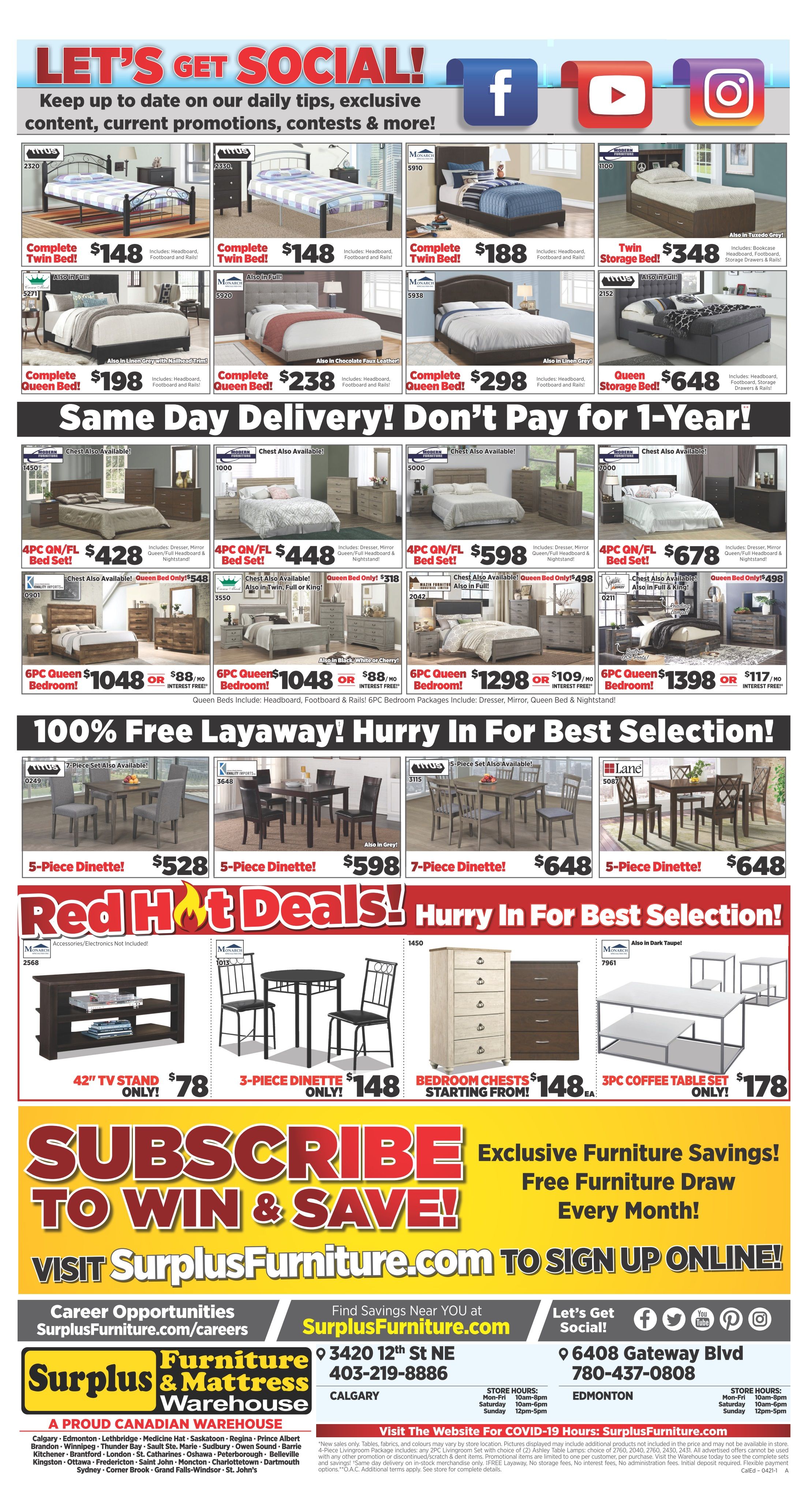 Surplus Furniture & Mattress Warehouse (Calgary) Flyer April 5 to 11