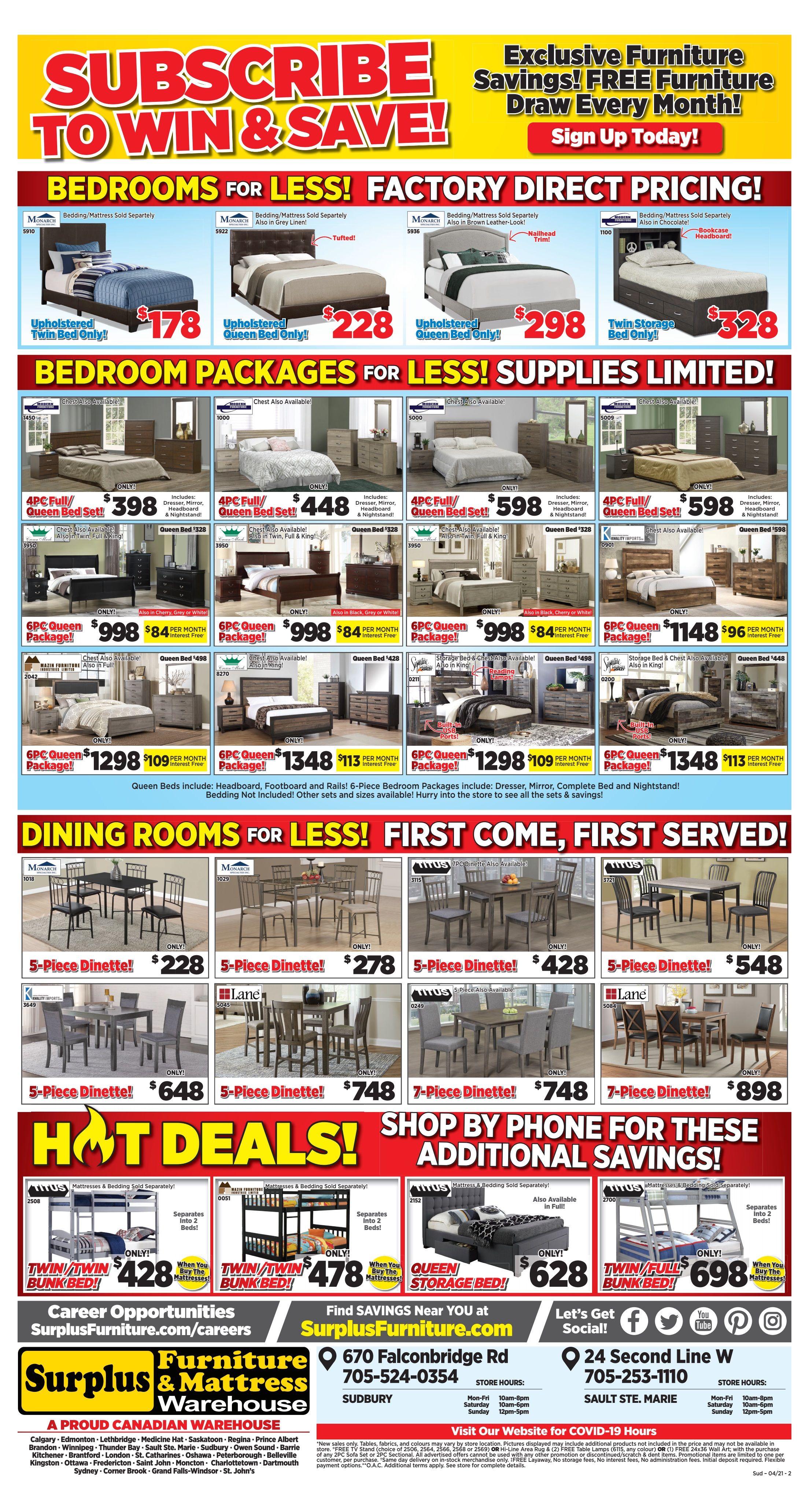 Surplus Furniture & Mattress Warehouse (Sudbury) Flyer April 12 to May 2