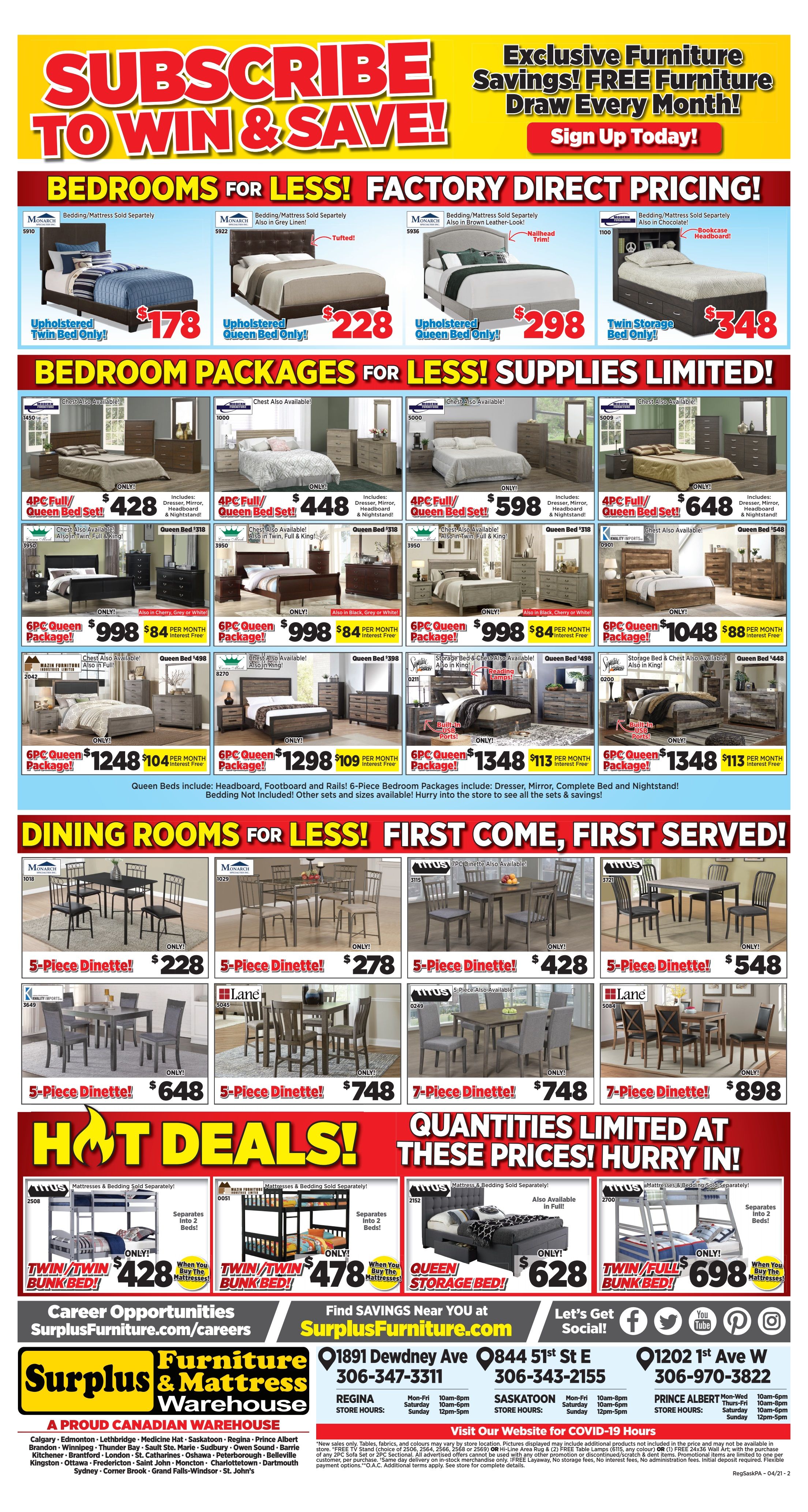 Surplus Furniture & Mattress Warehouse (Saskatoon) Flyer April 12 to May 2
