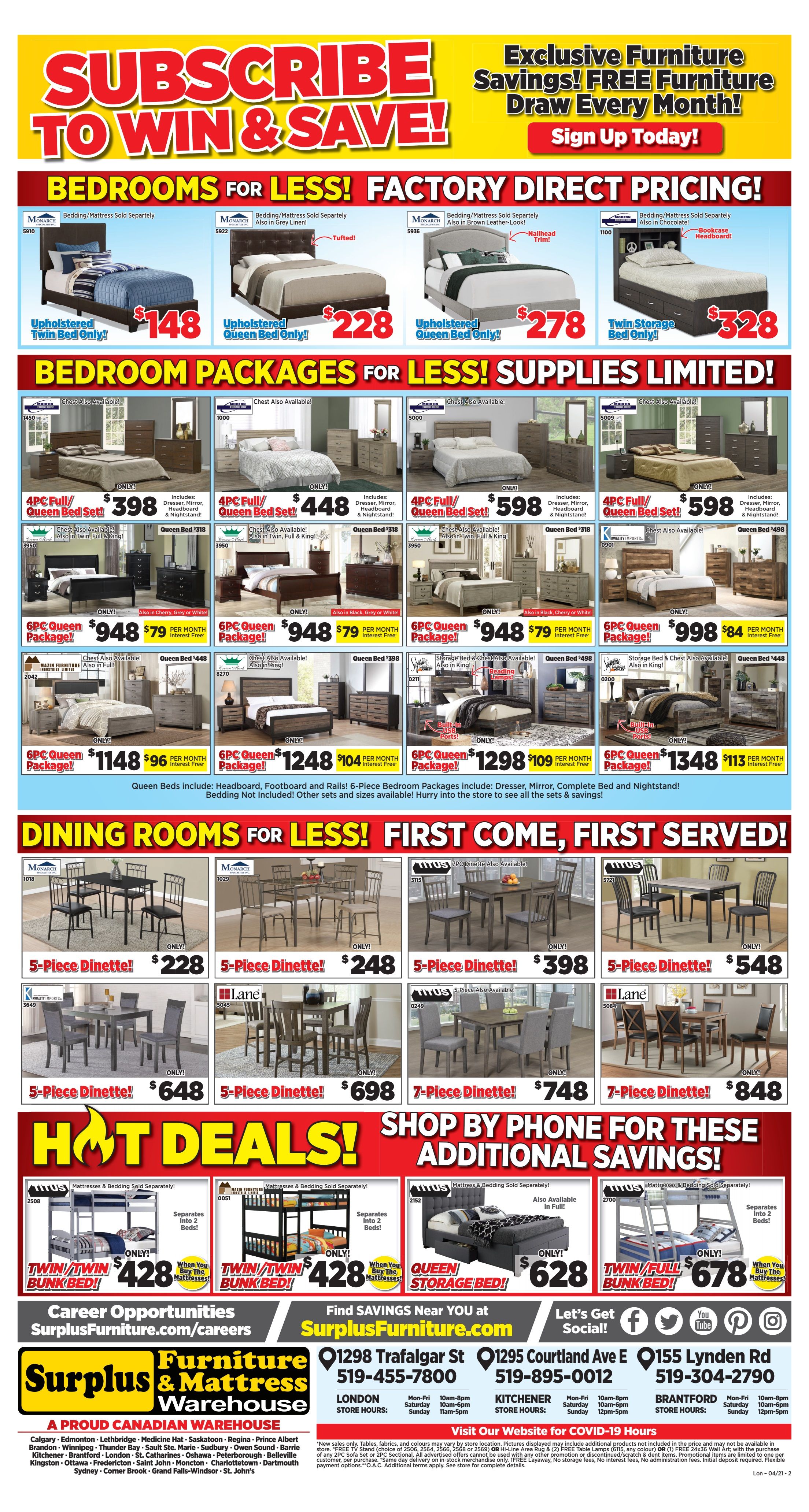 Surplus Furniture & Mattress Warehouse (London) Flyer April 12 to May 2