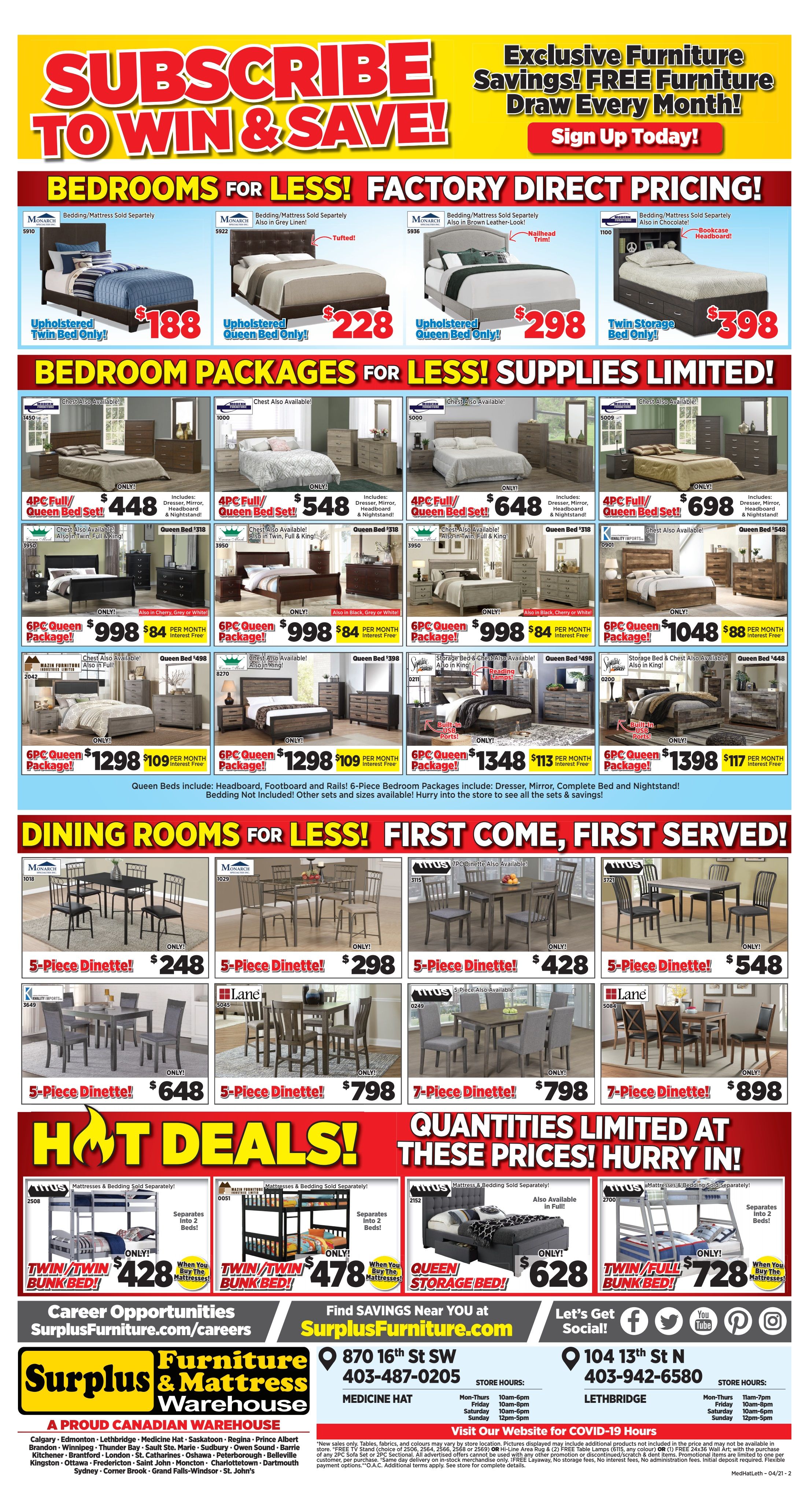Surplus Furniture & Mattress Warehouse (Lethbridge) Flyer April 12 to May 2