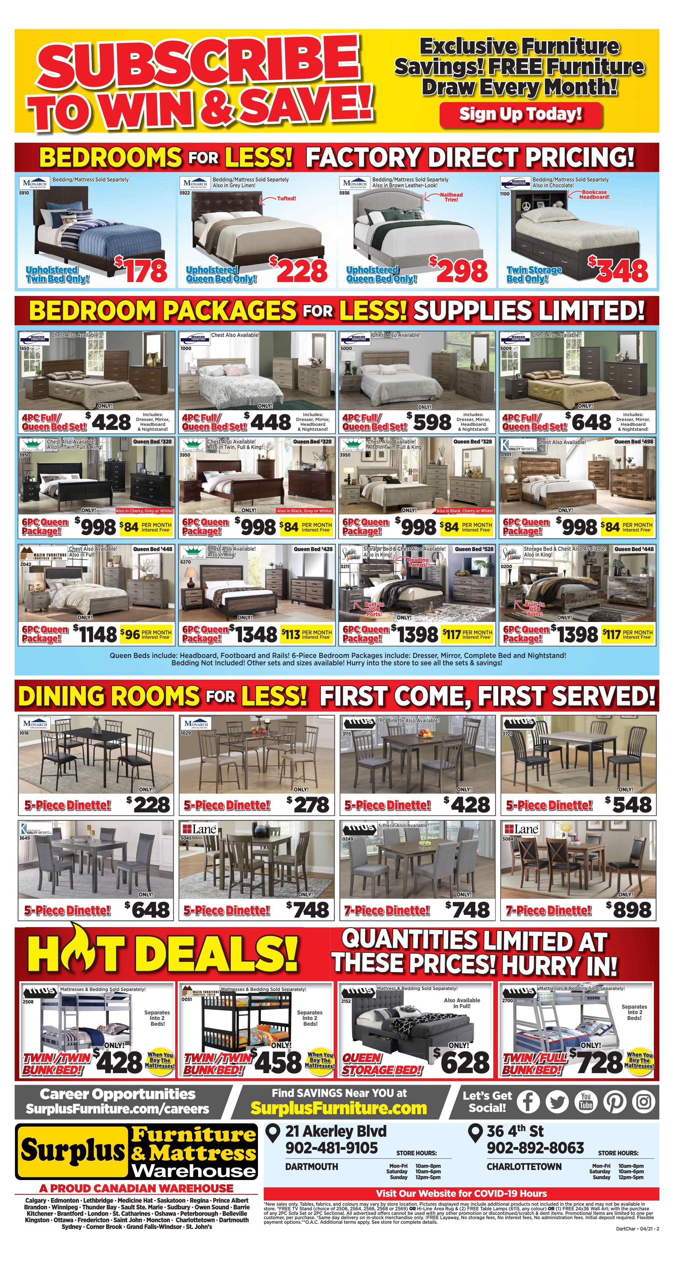Surplus Furniture & Mattress Warehouse (Dartmouth) Flyer April 12 to May 2