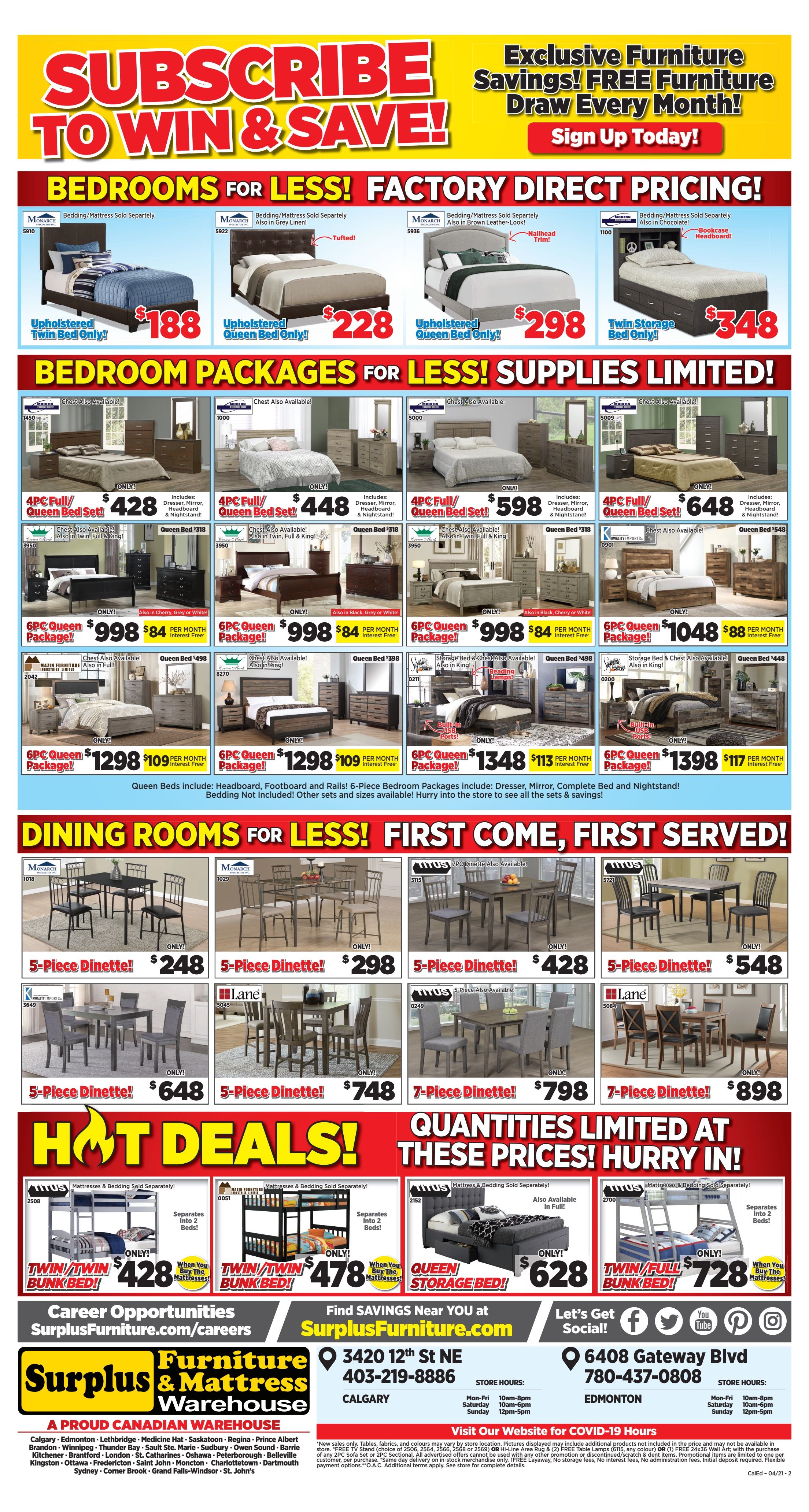 Surplus Furniture & Mattress Warehouse (Calgary) Flyer April 12 to May 2