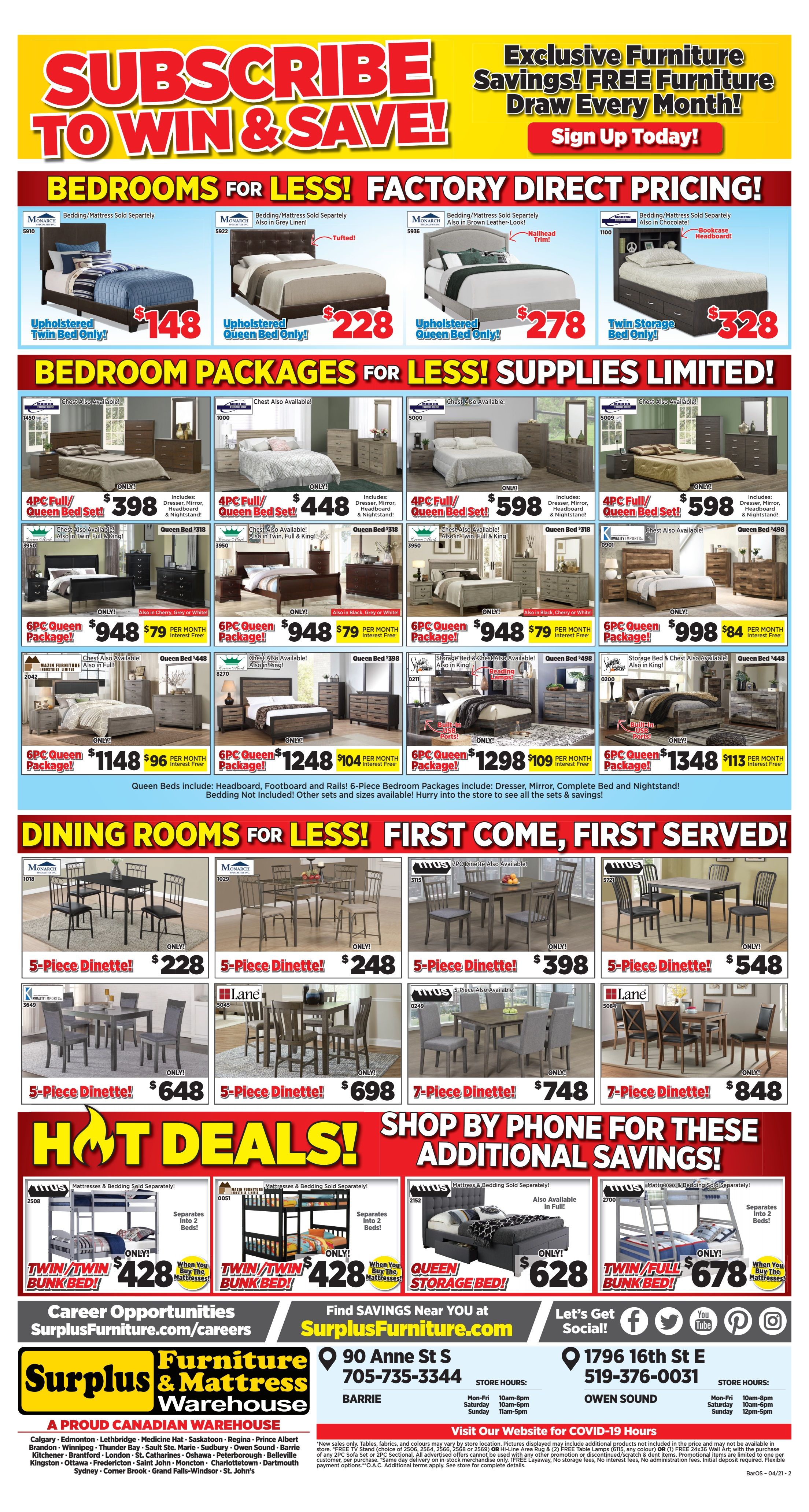Surplus Furniture & Mattress Warehouse (Barrie) Flyer April 12 to May 2