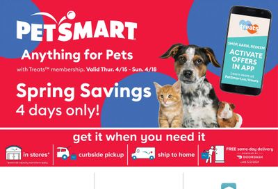 Pet Smart Spring Savings 4-Days Only Flyer April 15 to 18