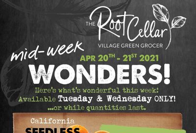 The Root Cellar Mid-Week Flyer April 20 and 21