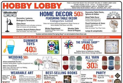 Hobby Lobby Weekly Ad Flyer April 25 to May 1