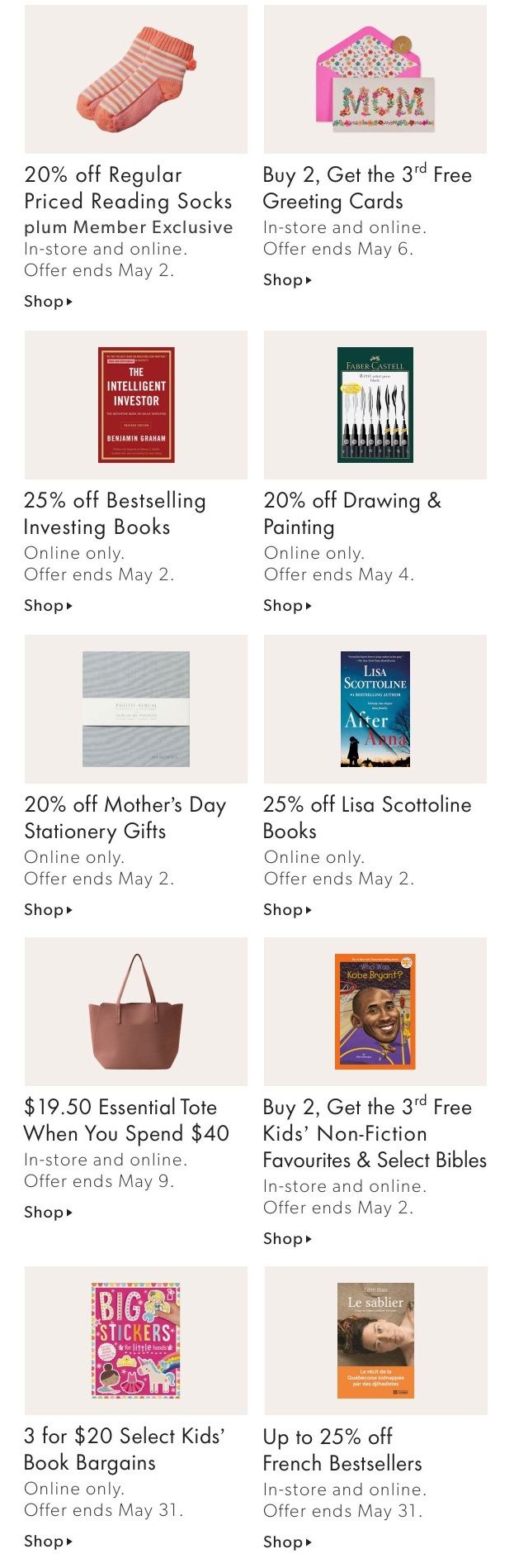 Chapters Indigo Online Deals of the Week April 26 to May 2