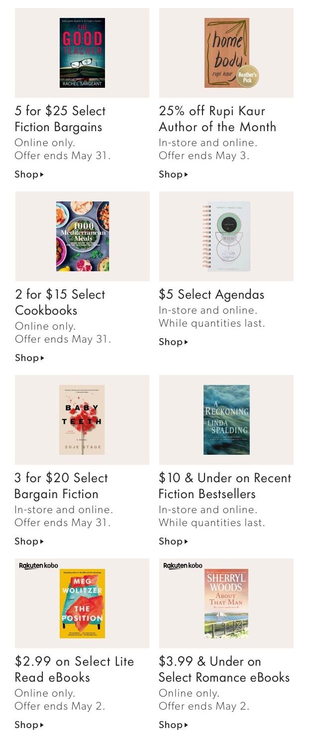 Chapters Indigo Online Deals of the Week April 26 to May 2