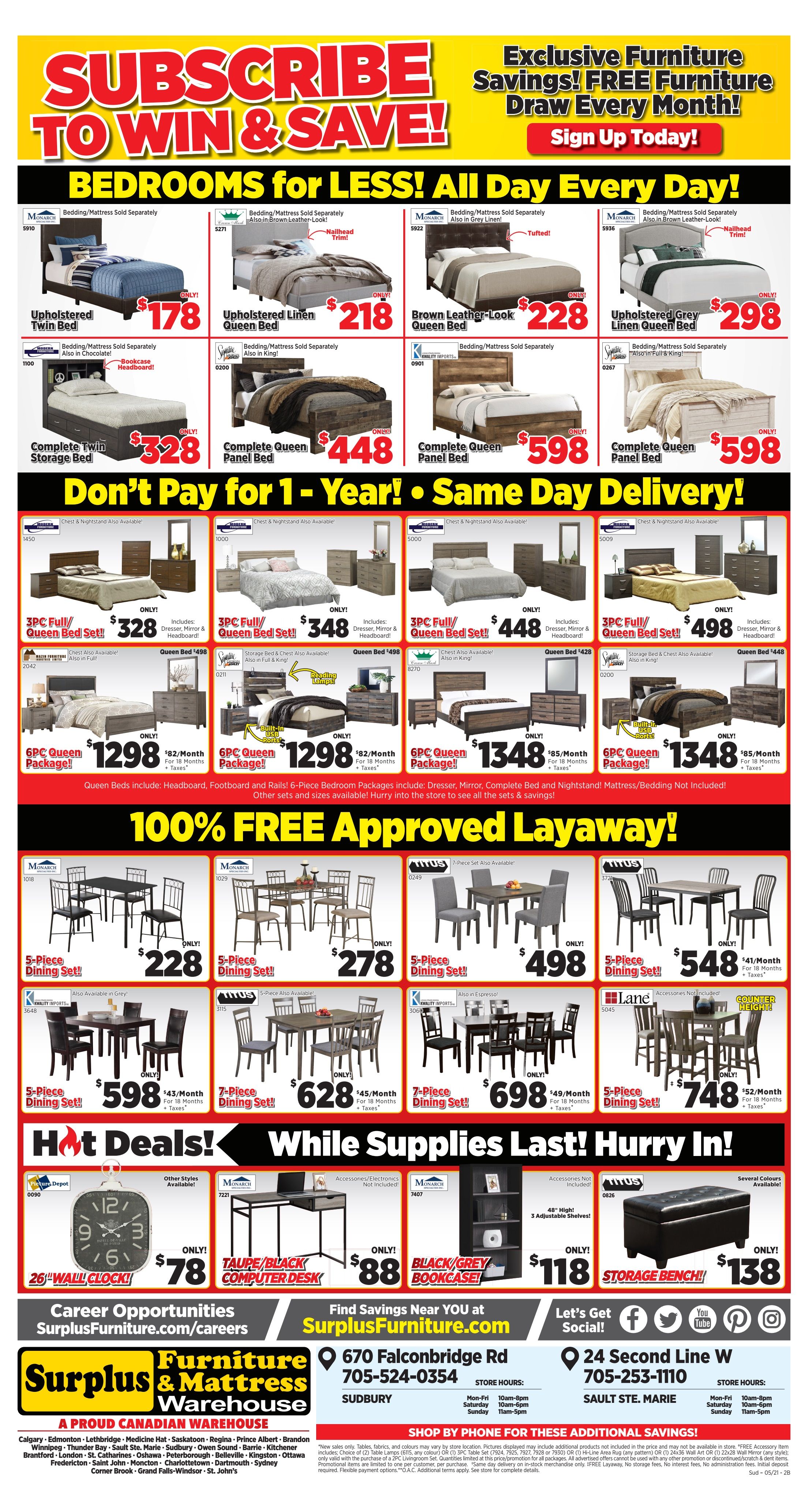 Surplus Furniture & Mattress Warehouse (Sudbury) Flyer May 10 to 30