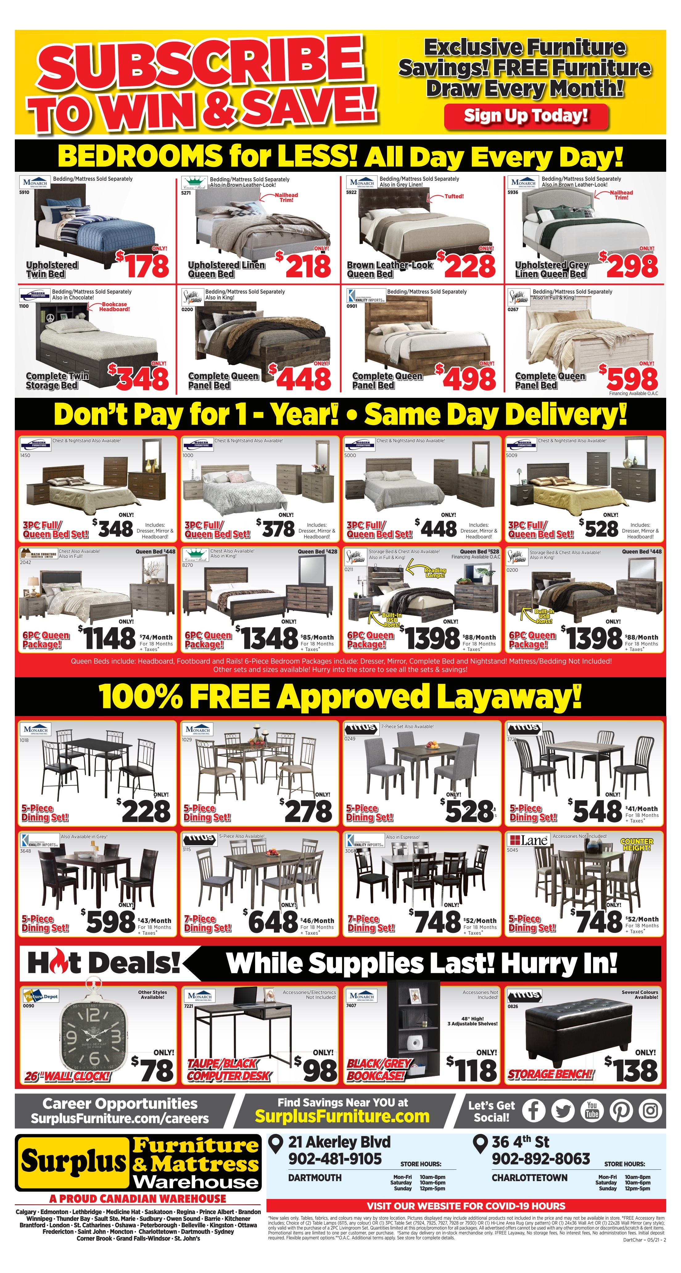 Surplus Furniture & Mattress Warehouse (Dartmouth) Flyer May 10 to 30