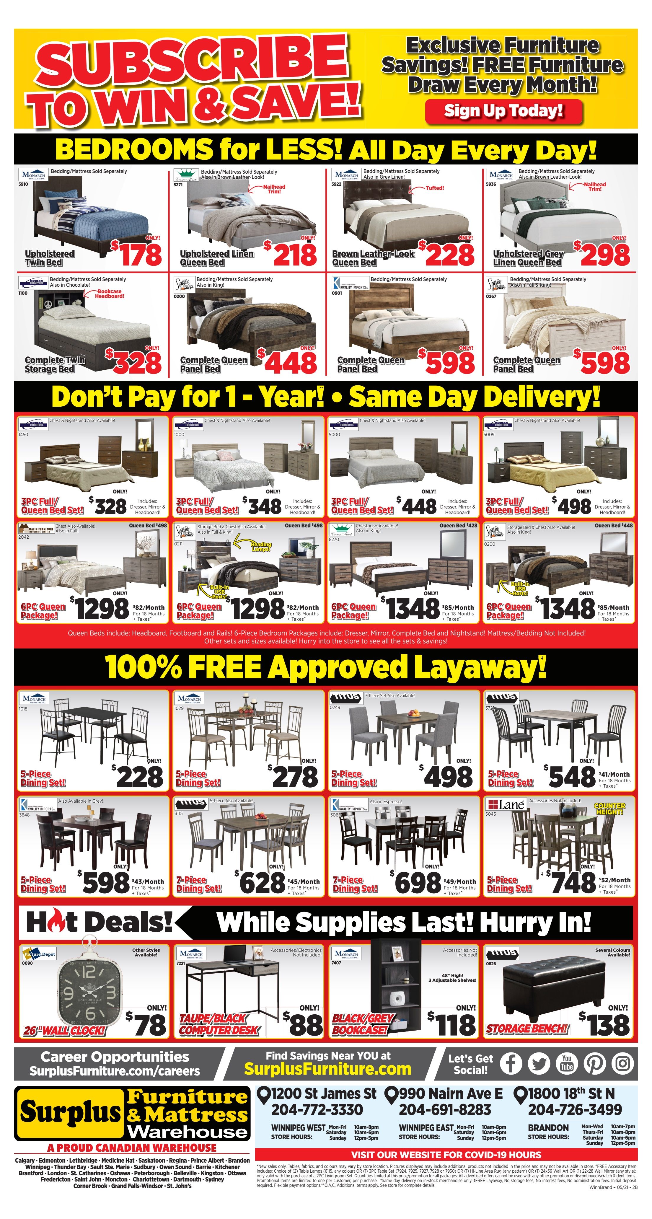Surplus Furniture & Mattress Warehouse (Brandon) Flyer May 10 to 30