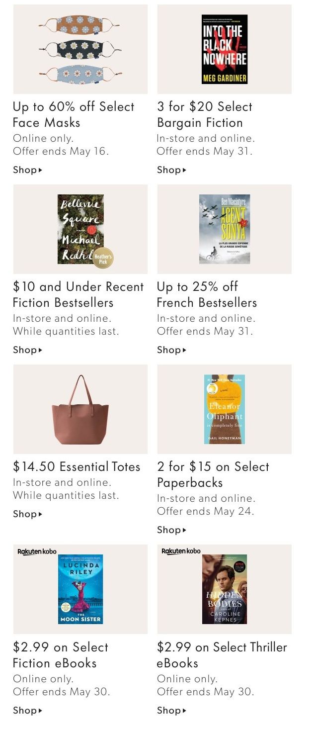 Chapters Indigo Online Deals of the Week May 10 to 16