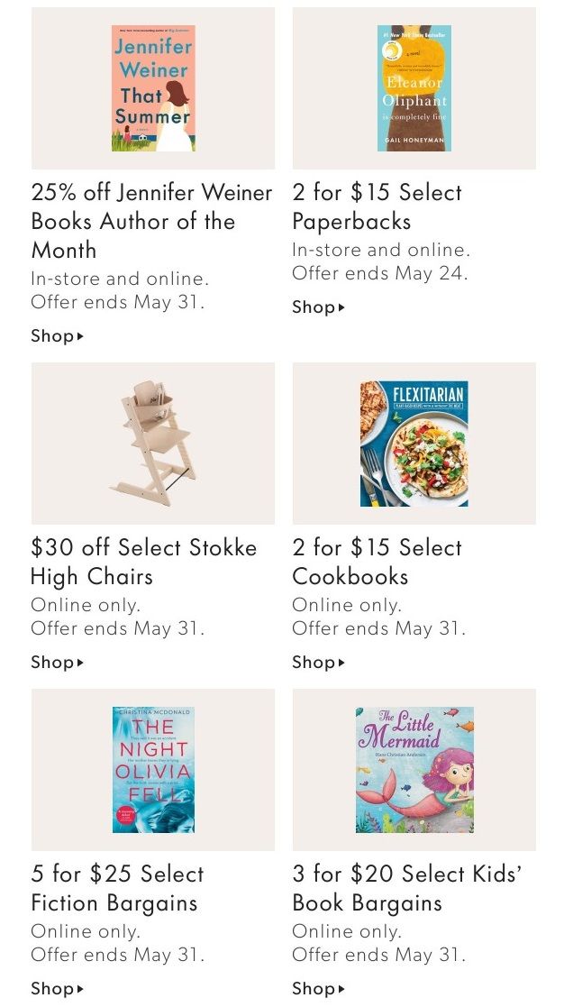 Chapters Indigo Online Deals of the Week May 17 to 23
