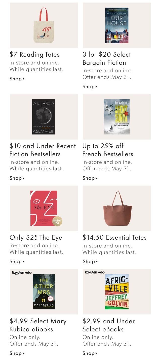Chapters Indigo Online Deals of the Week May 17 to 23