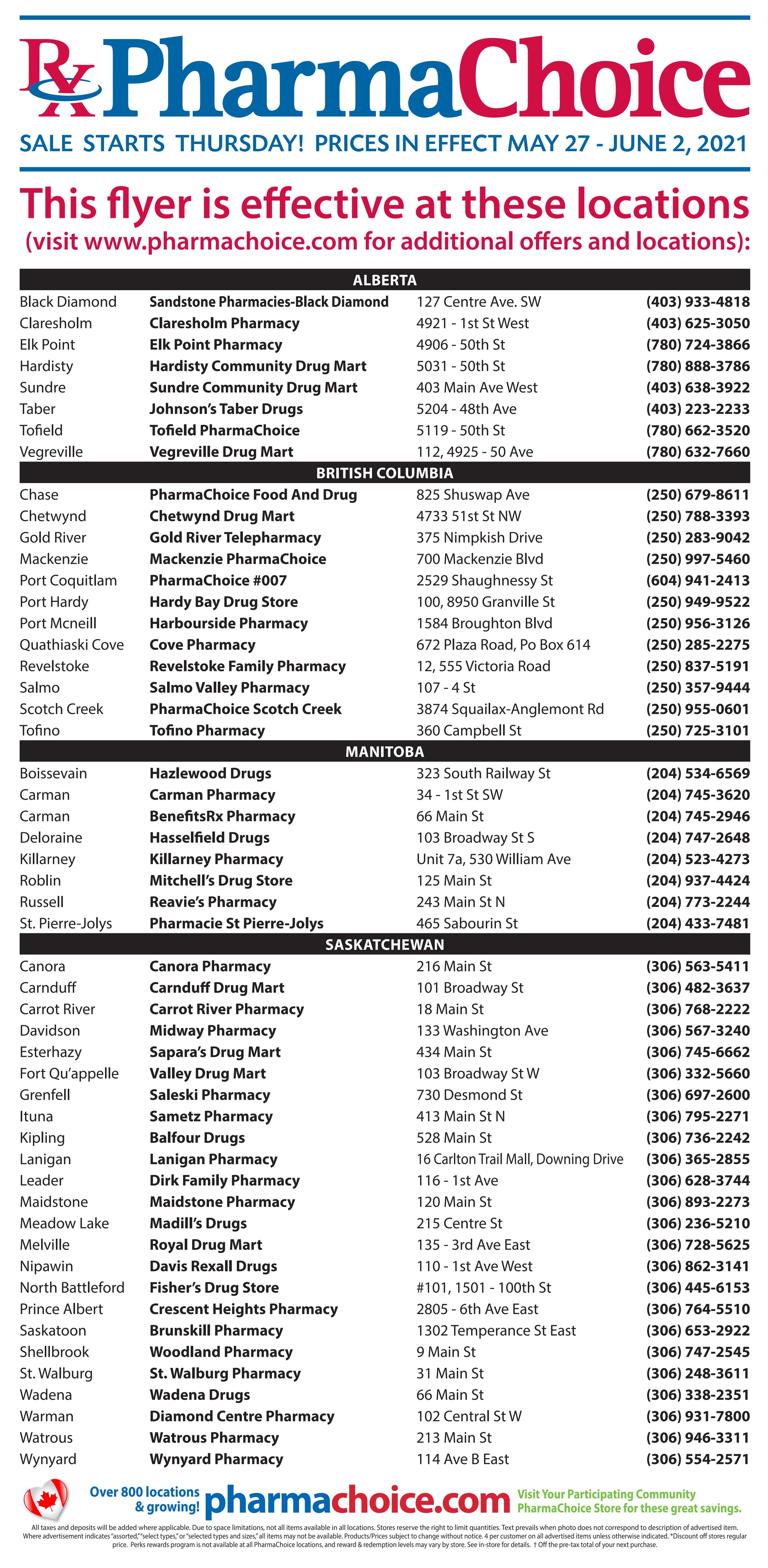PharmaChoice (BC, AB, SK & MB) Flyer May 27 to June 2