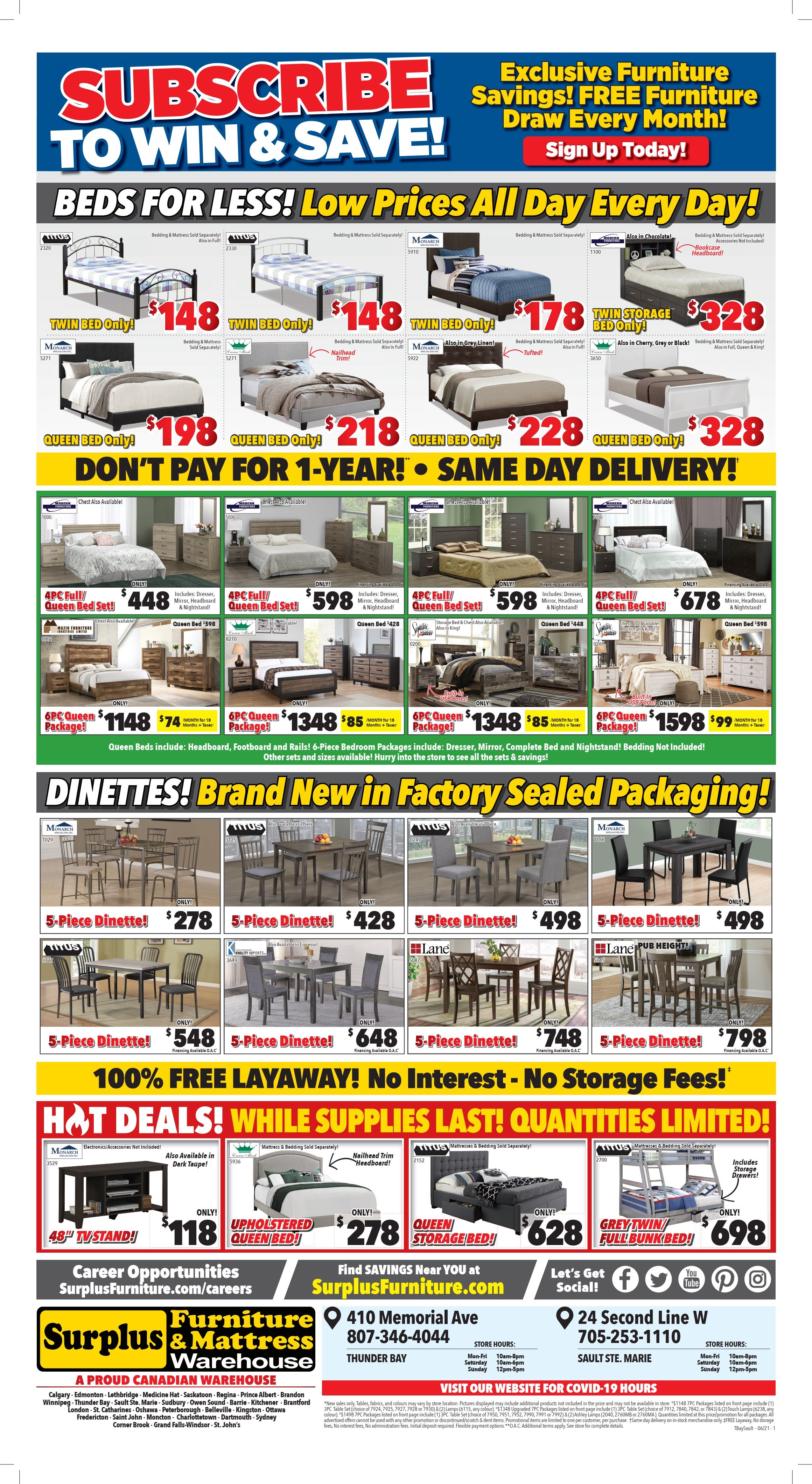 Surplus Furniture & Mattress Warehouse (Sault Ste Marie) Flyer May 31 to June 13