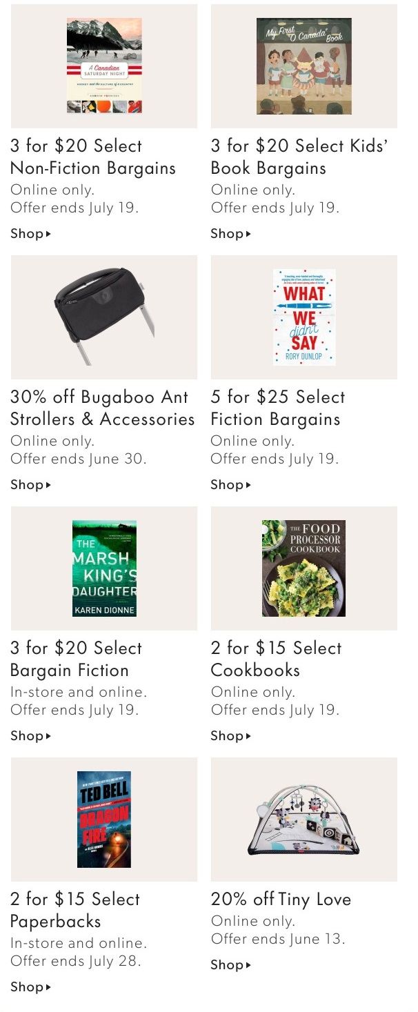 Chapters Indigo Online Deals of the Week June 7 to 13