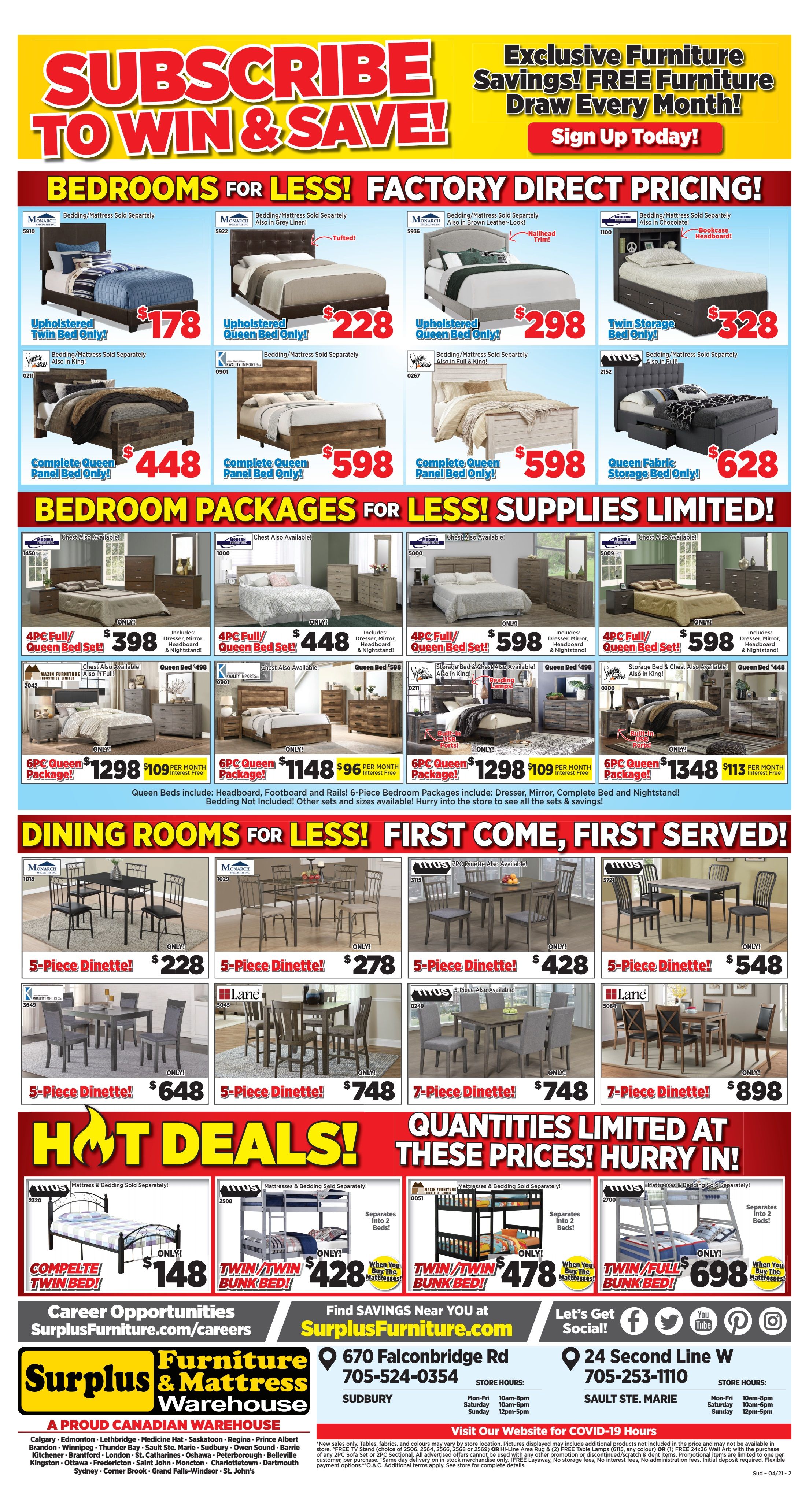 Surplus Furniture & Mattress Warehouse (Sudbury) Flyer June 11 to July 11