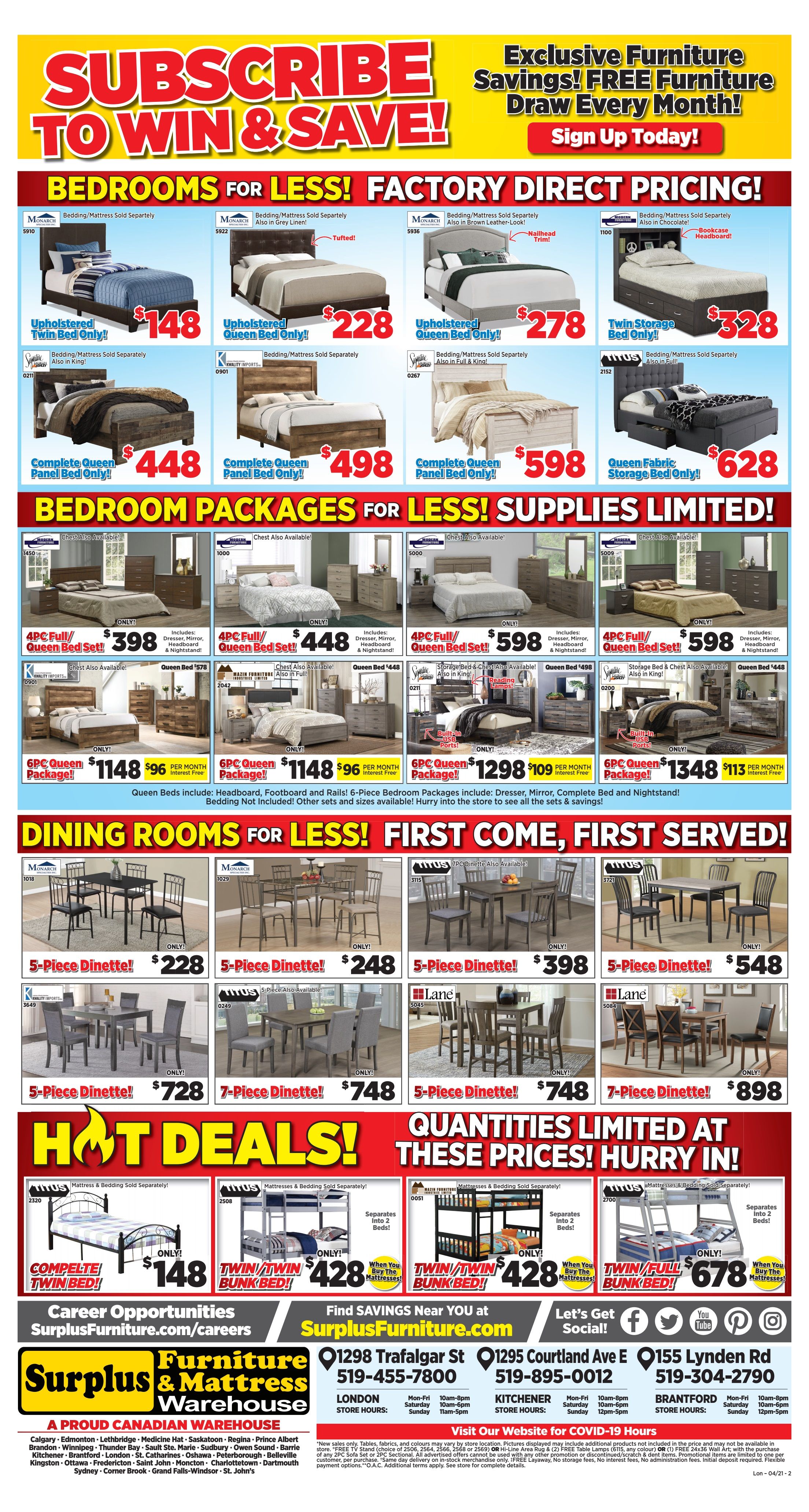 Surplus Furniture & Mattress Warehouse (London) Flyer June 11 to July 11