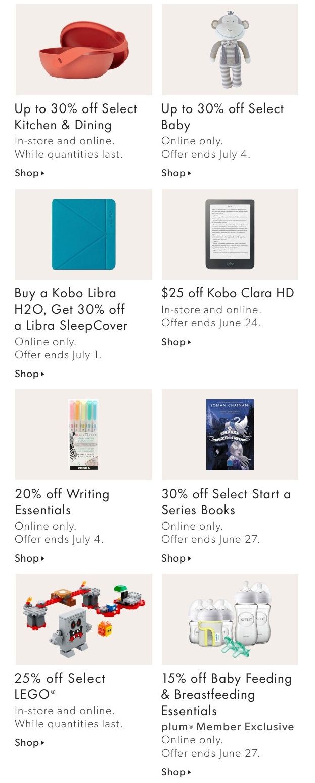 Chapters Indigo Online Deals of the Week June 21 to 27