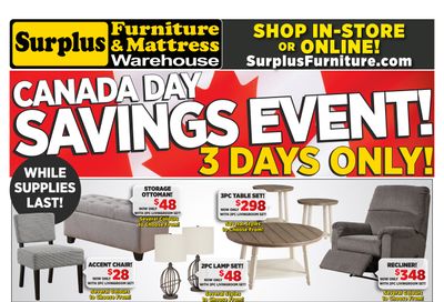 Surplus Furniture & Mattress Warehouse (Winnipeg) Flyer June 28 to July 4