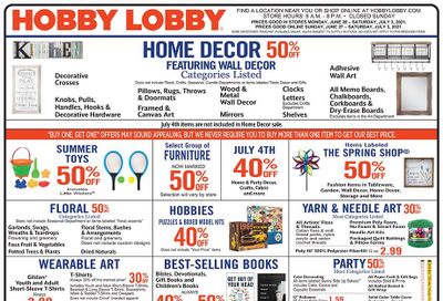 Hobby Lobby Weekly Ad Flyer June 27 to July 3