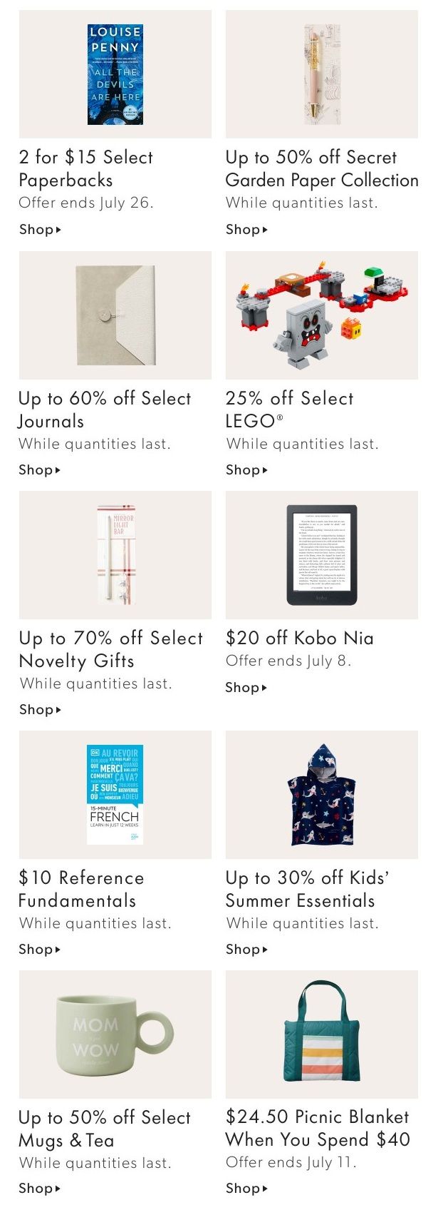 Chapters Indigo Online Deals of the Week July 5 to 11