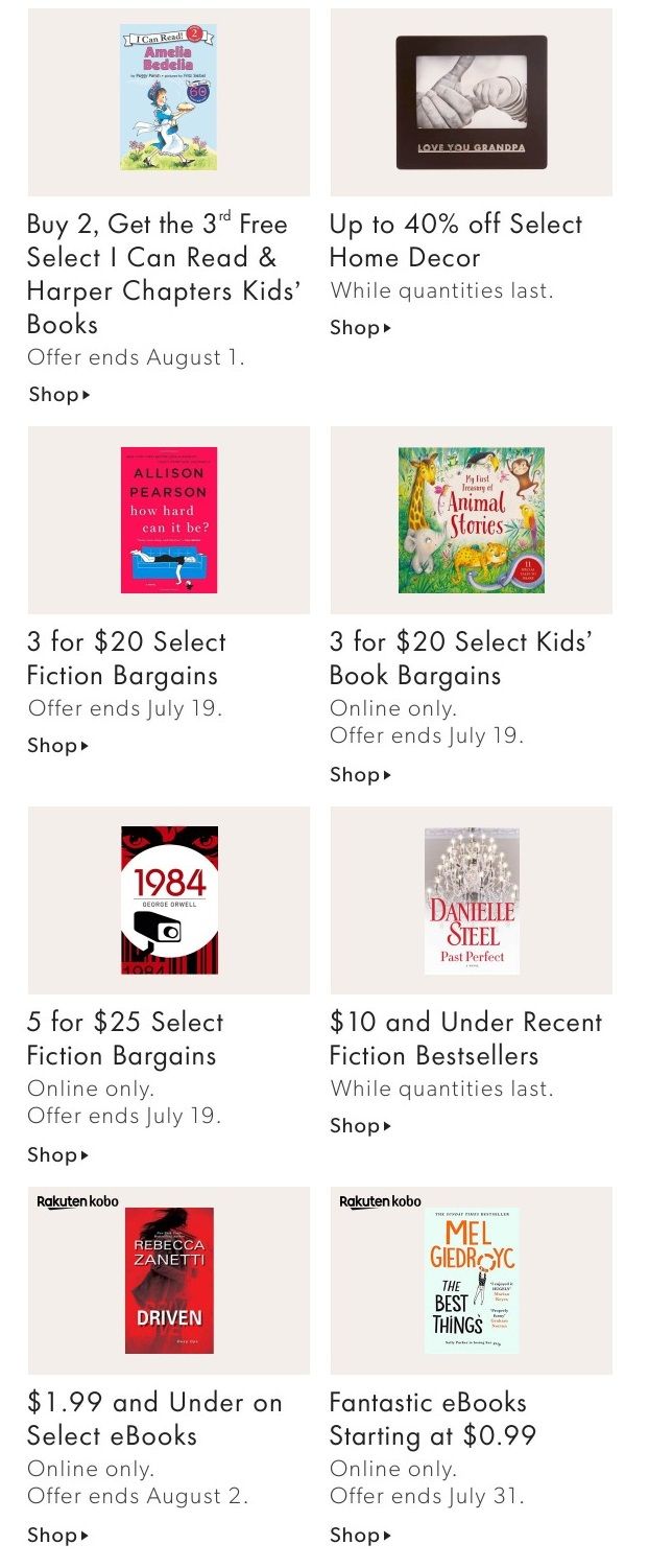 Chapters Indigo Online Deals of the Week July 5 to 11