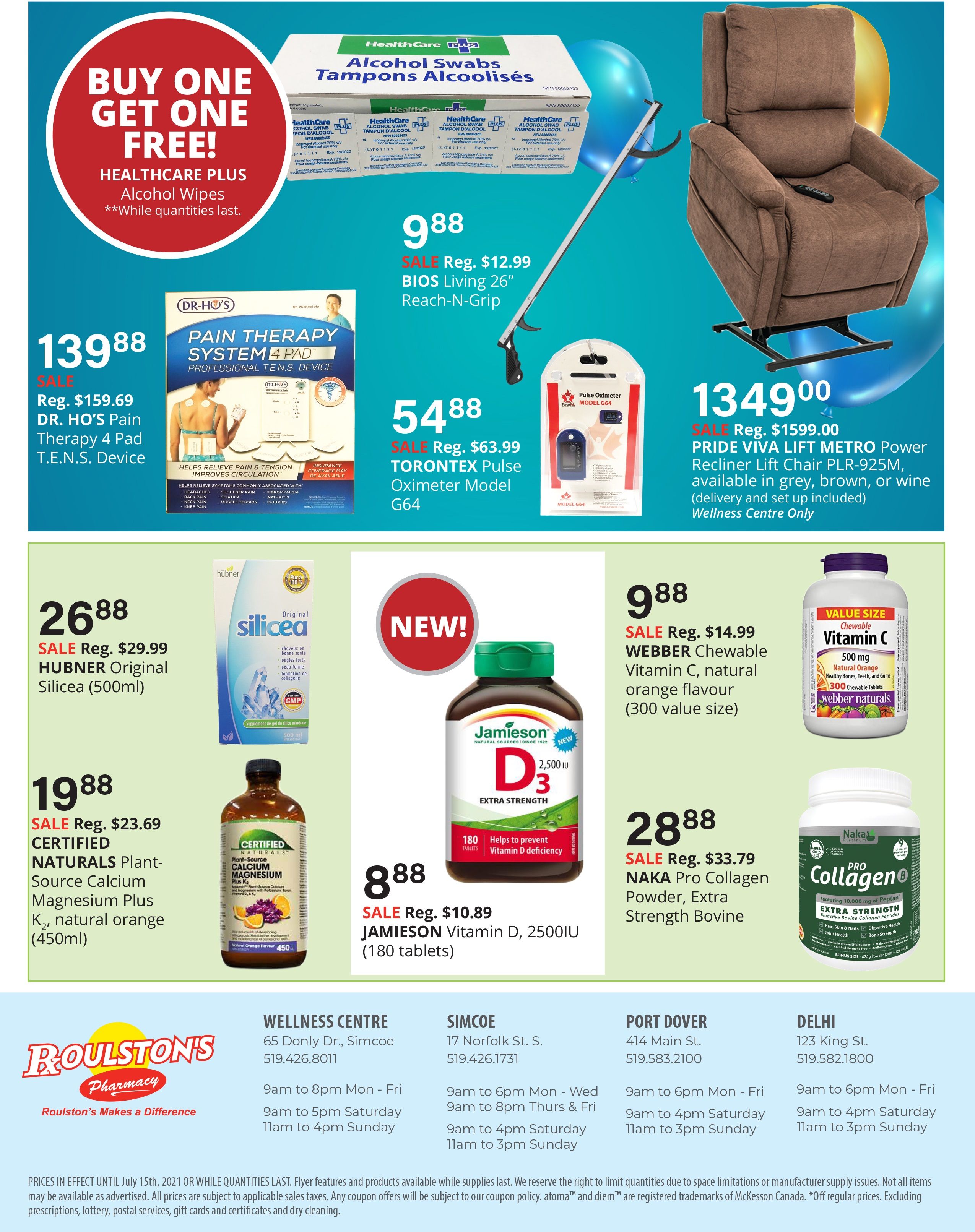 Roulston's Pharmacy Flyer July 7 to 15