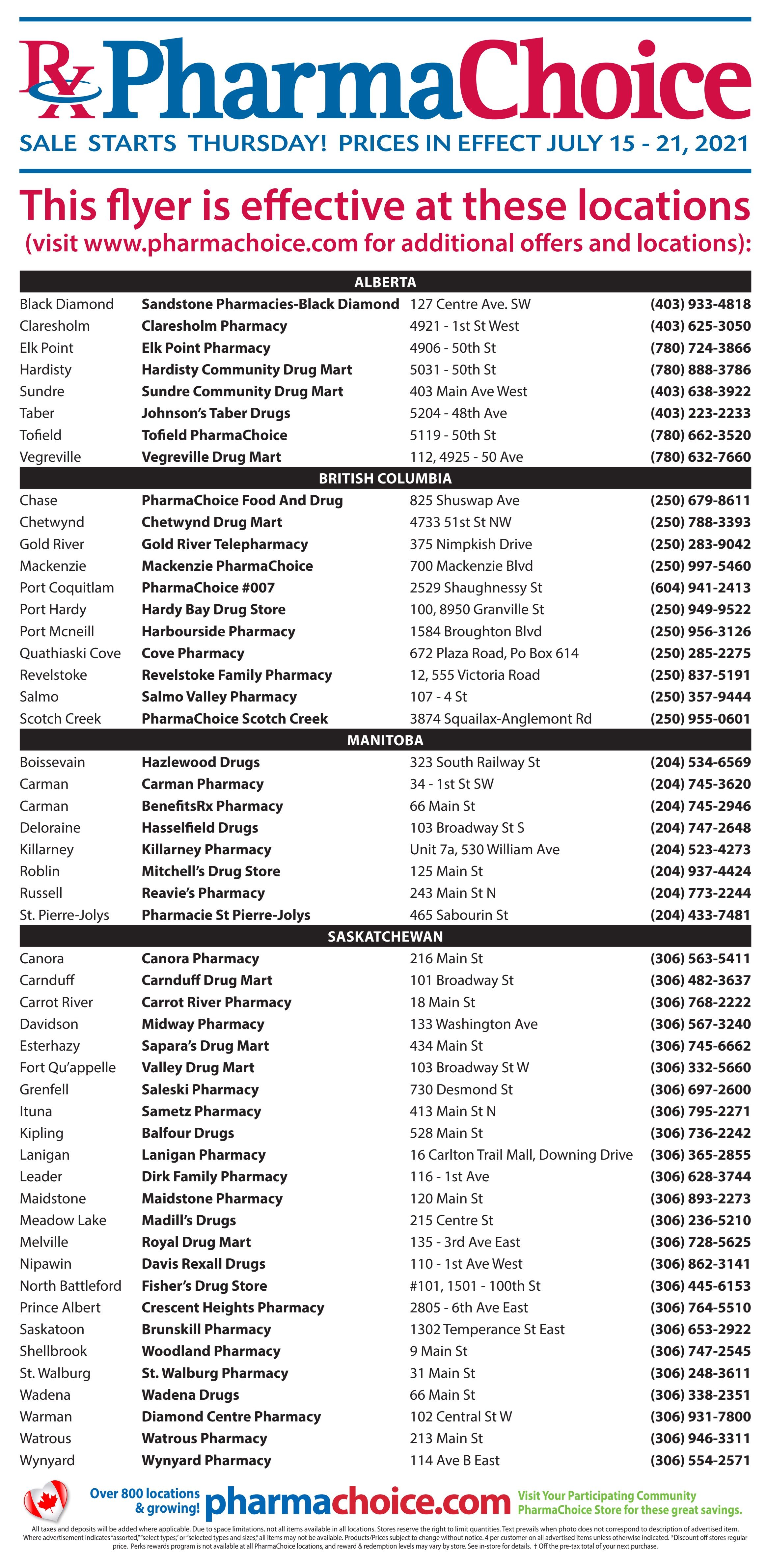 PharmaChoice (BC, AB, SK & MB) Flyer July 15 to 21